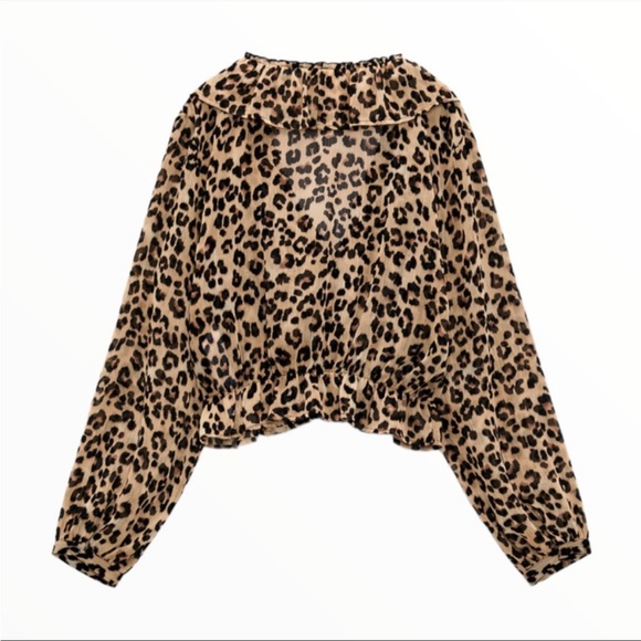 ZARA Animal Print Cropped Blouse NWT - Picture 11 of 11